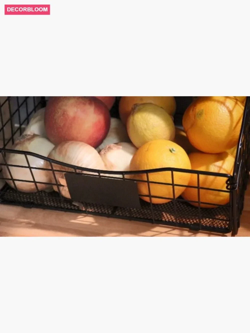 3 Pack Wire Fruit Basket with Wood Lid - Counter & Wall Mount Storage